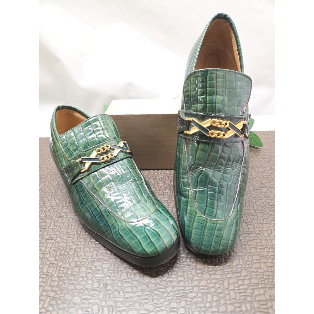 Italian "Volare" Designed by Carlo Leoni Leather Alligator Style Loafers 8.5